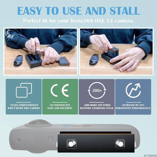 Fast Carger Begh Para Batería Insta360 X3, Baterías Recargab