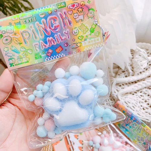 Juguete Antiestres Gato Garra Squishy Original Blando Taba Azul Claro