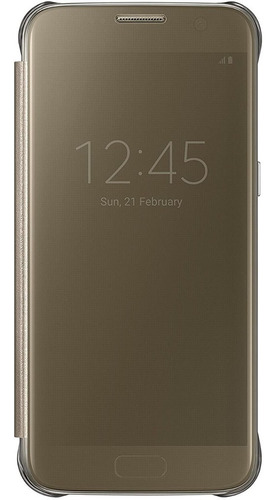 Samsung Case Flip S-view Cover Para Galaxy S7 Normal Dorado
