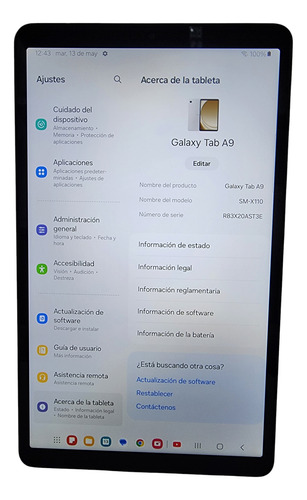 Tablet Samsung Tab A9 64gb 4gb Ram Wifi 8.7 Plateado