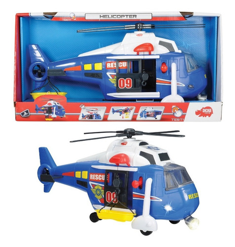 Helicóptero Luz Sonido Mueve Hélice Dickietoys Vehículo Soga