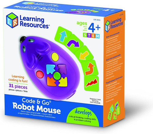 Learning Resources Code & Go Robot Mouse - 31 Piezas, Edades 4+ Años Programacion Para Niños, Codificación De Juguete Stem, Juguetes Libres De Pantalla Para Niños