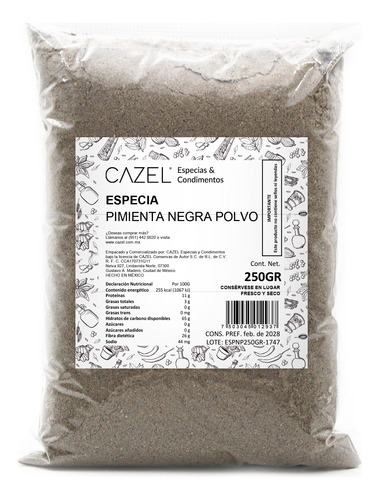 Pimienta Negra En Polvo Premium 250g