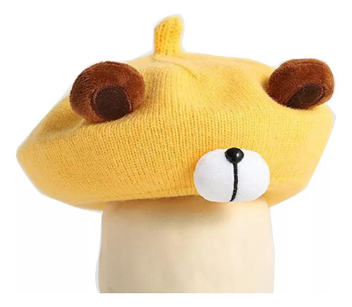 Gorra Tipo Boina For Niños (kh) Bear, Suave Y Cálida, Tejid