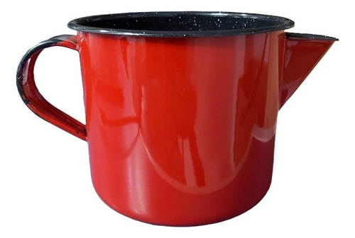 Caneca Leiteira Esmaltada Ágata 12 1l C/ Bico Metallouça Cor Vermelho