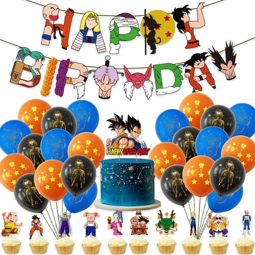 Decoración Paquete Globo Feliz Cumpleaños Dragón Ball Goku | Meses sin  intereses