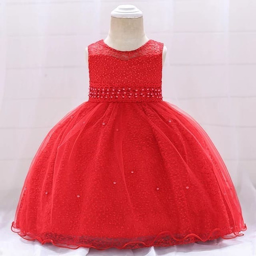 Vestido Cumpleaños, Elegante Para Niñas, Vestido Rojo Niña