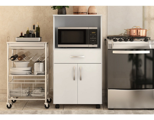 Balcão Demobile P/ Forno E Micro-ondas 2portas 1gaveta Oven Cor Branco