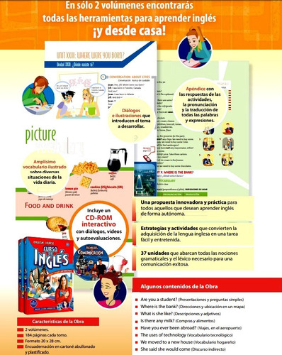 Libro Curso De Inglés Sin Maestros 2 Tomos + Cd