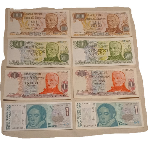 Billetes Antiguos Vintage De Argentina Peso Austral Son 8