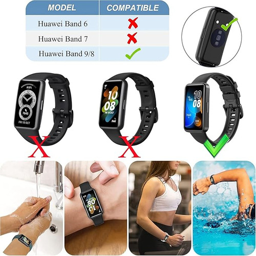 4 Piezas Correa Compatible Con Huawei Band 10/9/band 8, Pulsera Banda De Deportes Suave Ajustable Silicona Reemplazo Bracelet Compatible Con Huawei Band 8 9 10 + Estuche Transparente