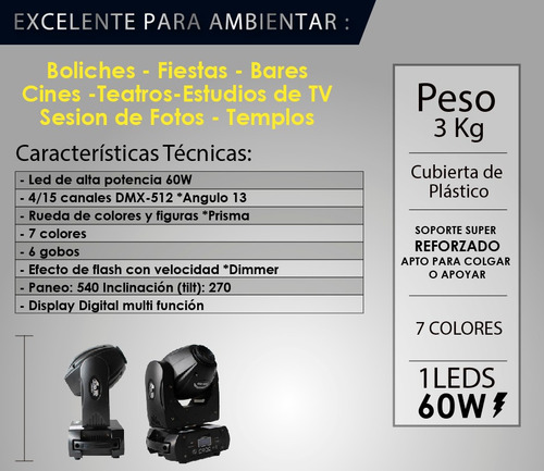 Gbr Beam Led 4 Cabezal Movil 60 W