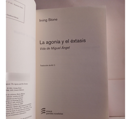 La Agonía Y El Éxtasis / Vida De Miguel Angel /irving Stone (Usado)