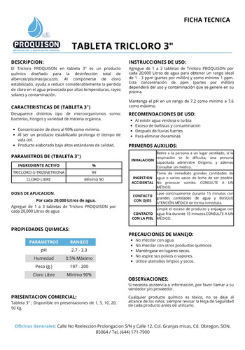 Cloro Alberca Tabletas Pastillas 3 Pulgadas 50 Kg Tricloro