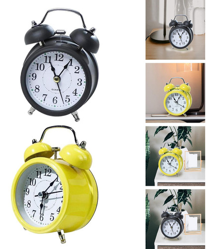 Reloj Despertador Retro Con Esfera Que En La Oscuridad Y Sin