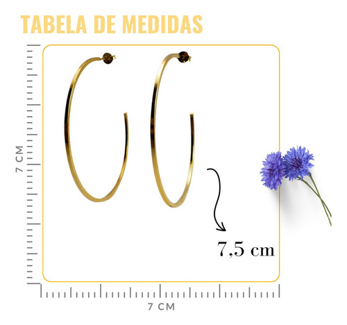 Brinco Argola Grande Gabs Folheado Ouro 8cm Fio Dourado