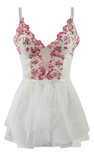 P Lencería Bordada Con Cuello En V Para Mujer, Vestido De Ma