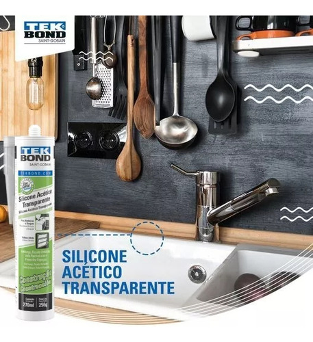 Kit 5 Silicones Transparente Acético Vedação 256g Tekbond