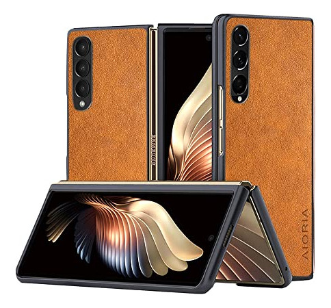 Funda Para Galaxy Z Fold 4 Orange Piel Sintetica