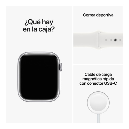 Imagen 9 de 9 de Apple Watch Series 8 GPS - Caja de aluminio plata 45 mm - Correa deportiva blanca - Patrón