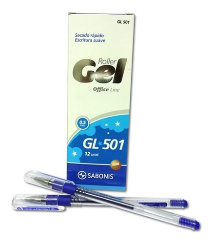 12 Boligrafo Gel Clasico Sabonis Gl-501 Color de la tinta Azul Color del exterior Azul