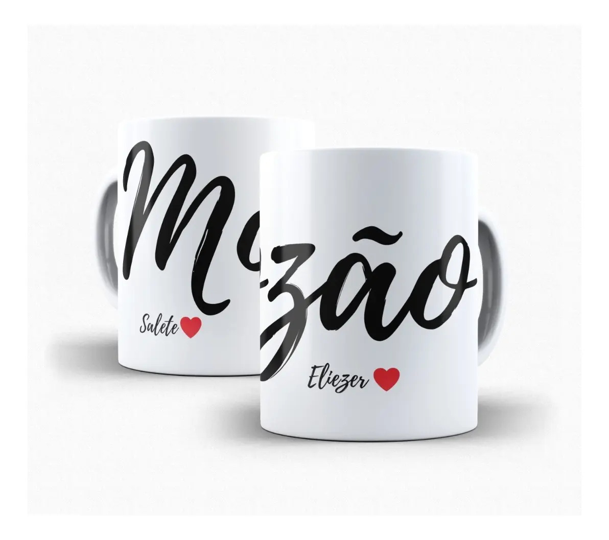 2 Xícaras Mozão Combinando Presente Personalizado Casal Top Cor Branco