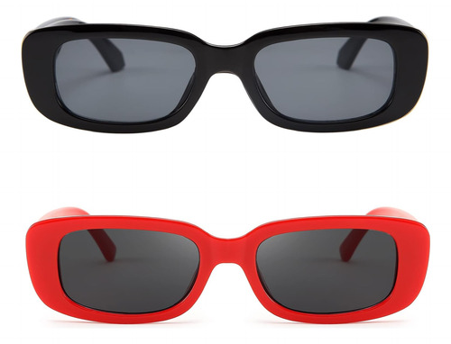 Feisedy 2pack Gafas De Sol Retro Rectangulares Gafas De Sol
