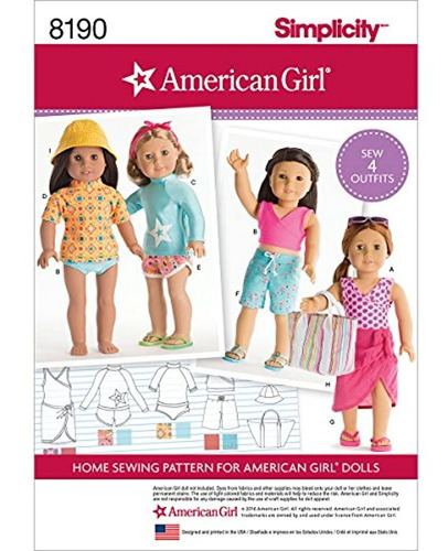 Simplicity 8190 american Girl Doll Ropa Para Muñeca 18''