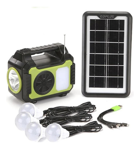 Mini Sistema Solar Radio4 Focos Linterna Power Bank Mor-8072