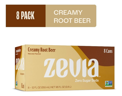 Zevia Soda Cero Azucar 8 Piezas De 355 Ml