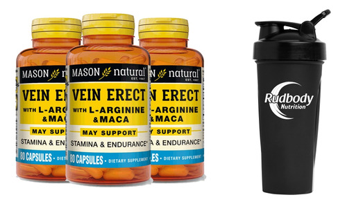 Combo Vitaminas Mason - 3 Vein Erect With Arginine + Shaker