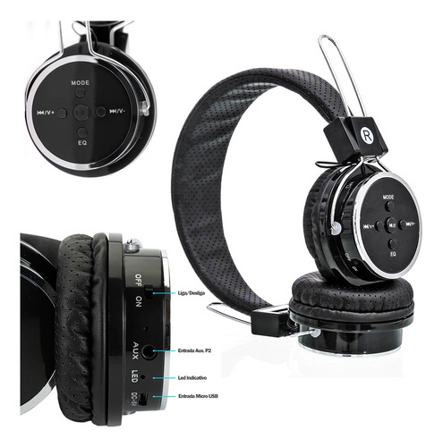Imagem 2 de 5 de Fone De Ouvido Bluetooth Mp3 Rádio Slot Cartão Celular Pc Tv