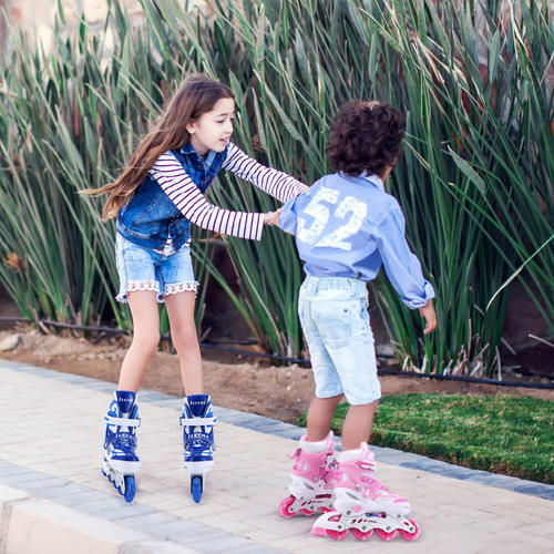 Patines En Línea Ajustables Para Niños Con Ruedas Iluminadas Talla De Los Patines 0 Mm Rosado