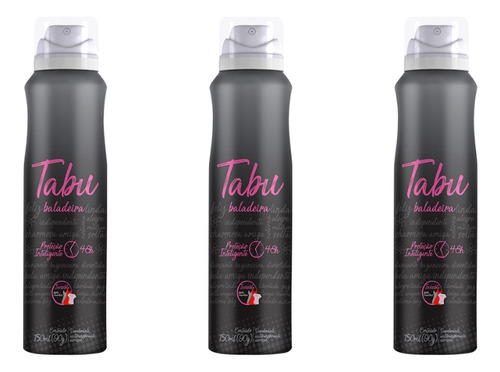 Desodorante Aero Tabu 150ml Baladeira - Kit C/ 3un