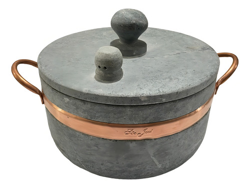 Panela De Pressão Pedra Sabão Alça De Cobre Com Pino 3,6 L