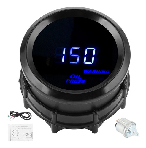 Medidor De Pressão De Óleo 2in 0.150psi Digital Blue Led Hig