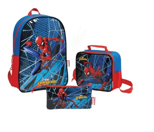 Combo Escolar Spiderman Morral Lonchera  Y Cartuchera Capi