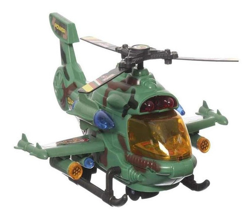 Helicóptero De Combate Brinquedo Com Luz E Som Verde