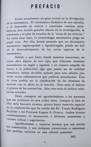 Diccionario Matemático Español-ingles Inglés-español Garcia (Usado)