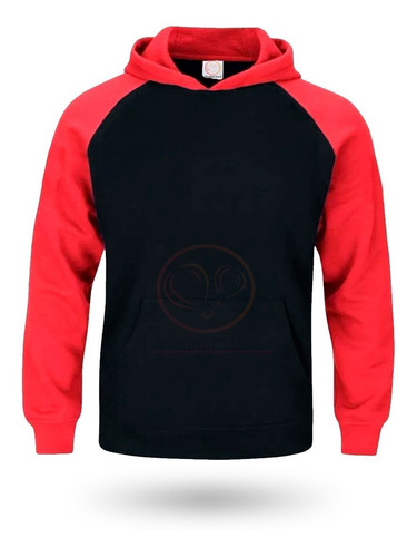 Imagen 1 de 2 de Hoodie Sweater Suéter Negro Rojo