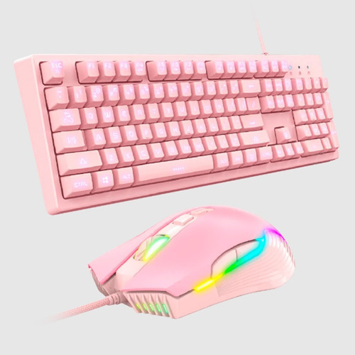 Juego De Teclado Y Ratón Rosa Gamer 104 Botones Onikuma