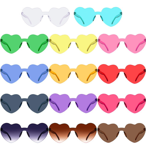 14 Pares De Lentes De Sol Sin Montura Con Forma De Corazón