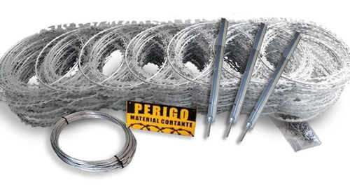 Imagem 3 de 5 de Cerca Concertina 30cm Flat Galvanizada Kit 10 Metros