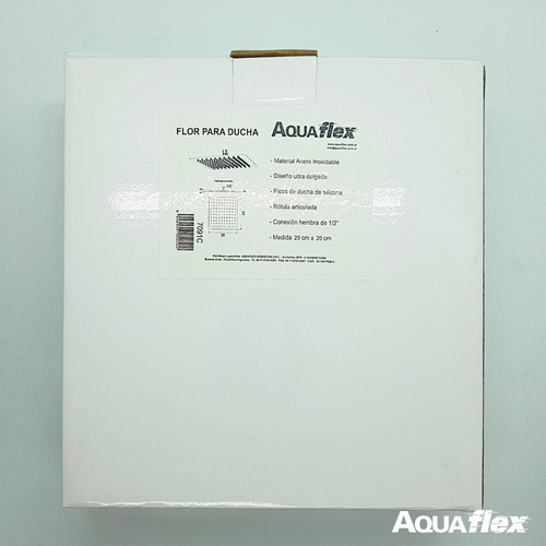 Imagen 2 de 10 de Flor Ducha Metalica Cuadrada 20cm Brazo 40cm 7091c Aquaflex