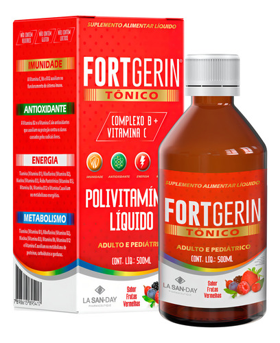 Suplemento La San Day Fortgerin Tônico 500ml Sabor Frutas Vermelhas