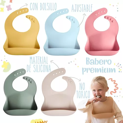 AMABABY - Babero Silicon para Bebé - Baberos Bebé - Baberos de silicona  (BEIGE) : : Bebé