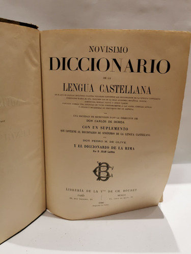 Novísimo Diccionario De La Lengua Castellana.don Carlos De O