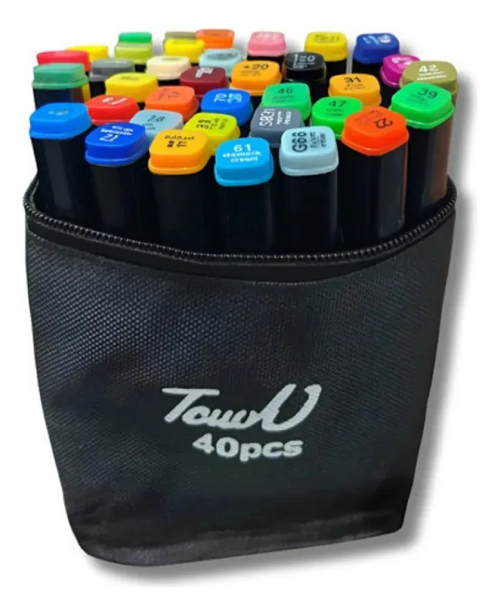Kit Marcador 24 Canetinhas Touch Ponta Dupla Para Desenho 40 Cores