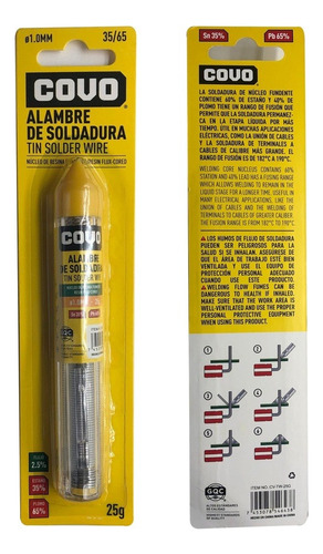 Tubos Estaño Alambre Soldadura 40/60 Marca Covo (pack X 2)