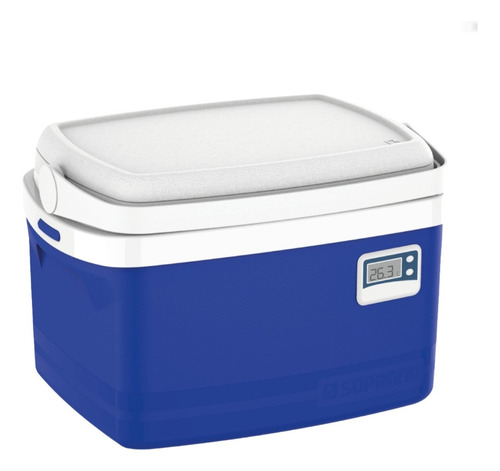 Caixa Térmica 12 Litros Cooler Termômetro Digital Soprano Cor Azul
